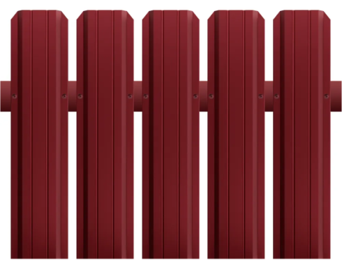 Евроштакетник Persona П-образный RAL3005 Красное вино 0,5*100 (1,20м) полукруглый рез ВИА