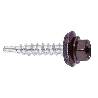 Саморез кровельный металл-металл 5,5*25 Шок.кор. RAL8017 0,5кг (110шт/+-7шт), 400/91К СНАБЖЕНЕЦ ВИА