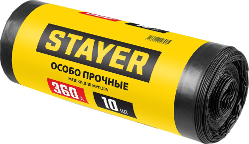 Мешки для строительного мусора особопрочные черные 360л 10шт/рул STAYER Comfort ВИА