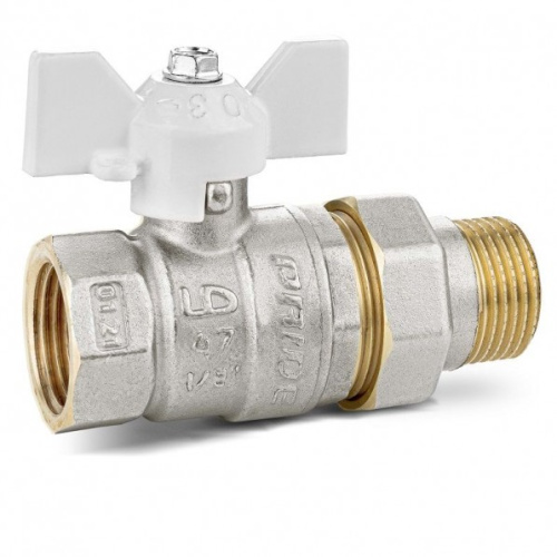 Кран шаровой латунный с никелевым покрытием DN20 3/4" ВР*ГШ американка бабочка white LD Pride ВИА