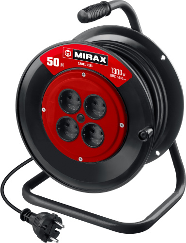 Удлинитель силовой на катушке 1300 Вт 2*0,75 L 50м MIRAX ВИА
