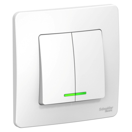 Выключатель скрытой установки 2кл белый с подсветкой (схема 5) 10A 250B BLANCA ВИА