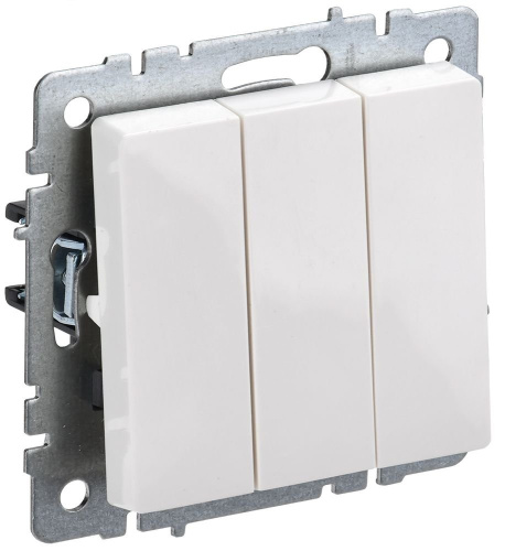 Выключатель трехклавишный 10А ВС10-3-0-БрБ белый BRITE ВИА