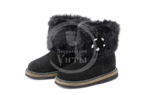 Унты девичьи, меховые, чёрная норка, р. 30 ВИА
