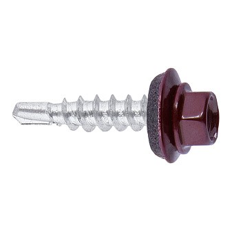 Саморез кровельный металл-дерево 4,8*35 Красные RAL3005 0,5кг (105шт/+-7шт), 400/91К СНАБЖЕНЕЦ ВИА