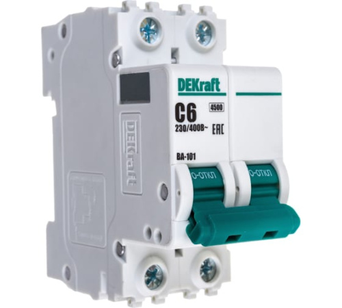 Выключатель автоматический двухполюсный 63А С ВА-101 4.5кА Dekraft ВИА