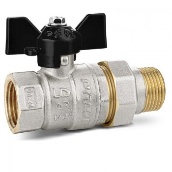 Кран шаровой латунный с никелевым покрытием DN15 1/2" ВР*ГШ американка бабочка LD Pride