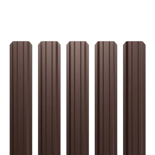 Евроштакетник Persona П-образный RAL8017 Шоколад 0,5*100 (1,20м) полукруглый рез ВИА