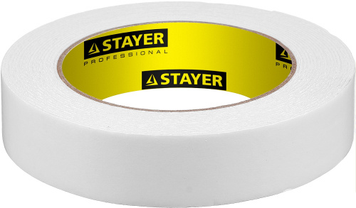 Лента клейкая двухсторонняя на вспен. основе STAYER Professional 12231-25-05 белая 25мм*5м ВИА