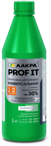 Грунт универсальный глуб.проник.прот.плесени акриловый Лакра PROF IT 1:2 1кг 