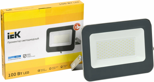 Прожектор СДО 07-100 светодиодный серый IP65 6500К IEK ВИА