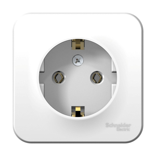 Розетка наружная 1-ая белая с заземлением без шторок изоляционная пластина 16А 250В BLANCA ВИА  