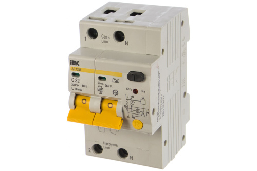 Выключатель автоматический дифференциальный 2п С25 30мА АД-12М IEK ВИА