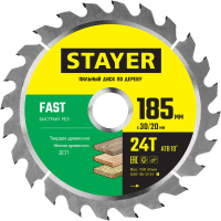 Диск пильный по дереву быстрый рез 185*30/20мм 24Т STAYER Fast