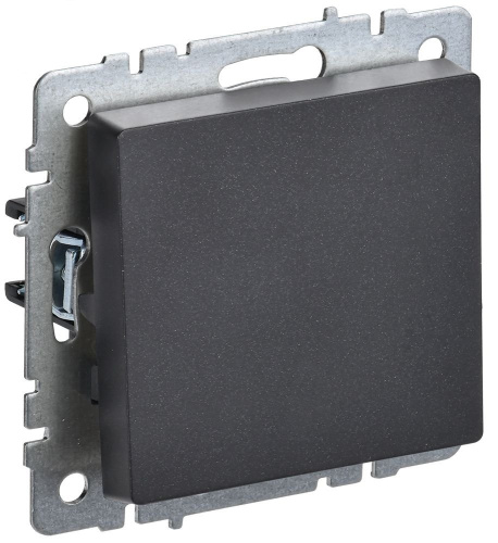 Выключатель одноклавишный проходной (переключатель) 10А черный IEK BRITE ВИА