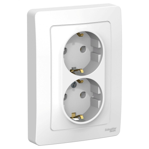 Розетка скрытой установки 2-ая белая с заземлением без шторок 16А 250В BLANCA ВИА