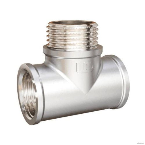 Тройник латунь никель DN15 1/2" ВР НР ВР LD