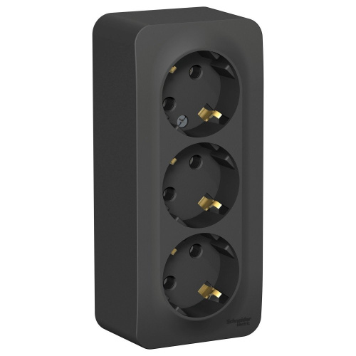 Розетка наружная 3-ая антрацит с заземлением без шторок с изолирующей пластиной 16А 250В BLANCA ВИА