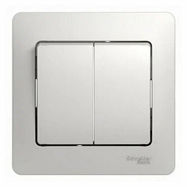 Выключатель двухклавишный в сборе белый сх.5 SCHNEIDER GLOSSA ВИА