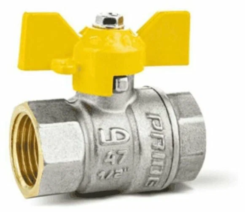 Кран шаровой латунный газовый с никелевым покрытием DN15 1/2" ВР*ВР бабочка LD Pride ВИА