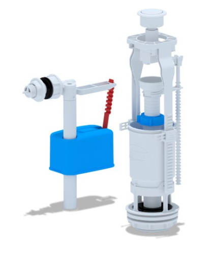 Арматура для бачка с боковой подводкой 1/2",с пластиковым штуцером, кнопка белая АниПласт WC6050 ВИА