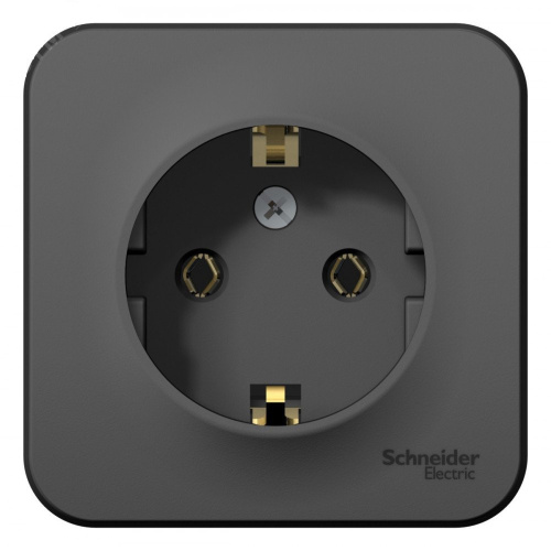 Розетка наружная 1-ая антрацит с заземлением без шторок с изолирующей пластиной 16А 250В BLANCA ВИА