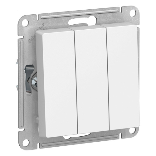 Выключатель трехклавишный схема 1+1+1 10АХ механизм белый ATLASDESIGN  ВИА