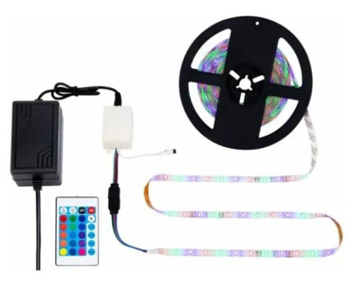 Лента светодиодная (комплект) 5 м с блоком питания и RGB контроллером IP65, свечение RGB LAMPER ВИА