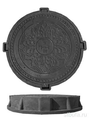 Люк канализационный черный (полимер) до 3 т в сборе (750/520/50мм)