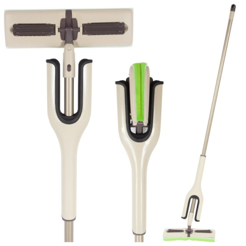 Швабра для пола BUTTERFLY с механизмом отжатия и насадкой из поролона и пва Скрап ВИА