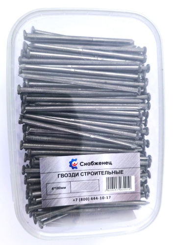 Гвозди строительные 4*100мм 3кг (300шт/+-3шт) контейнер 1000/124К СНАБЖЕНЕЦ ВИА