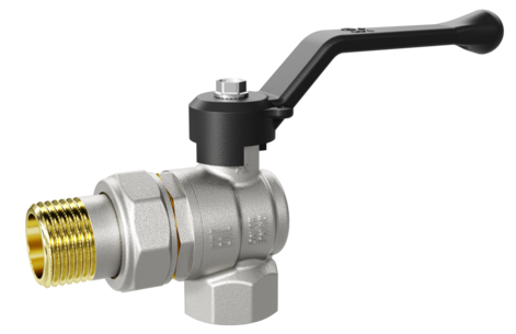 Кран шаровой латунный с никелевым покрытием угловой DN15 1/2" ВР*ГШ американка рычаг LD Pride ВИА