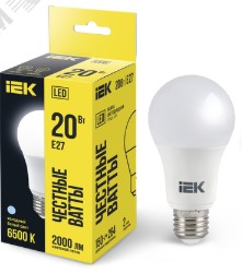 Лампа светодиодная A70 груша 20Вт 230В 6500К E27 IEK LLE-A60-20-230-65-E27 IEK ВИА