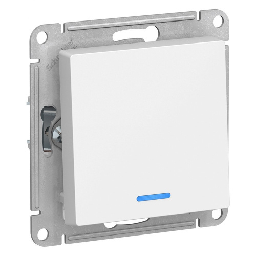 Выключатель одноклавишный с подсветкой схема 1а 10АХ механизм белый ATLASDESIGN ВИА