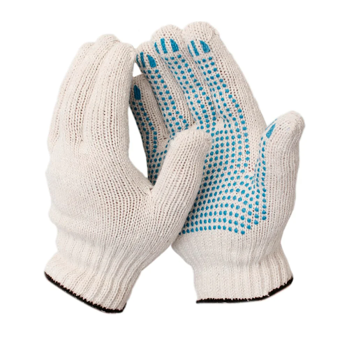 Перчатки х/б "Точка" белые/серые