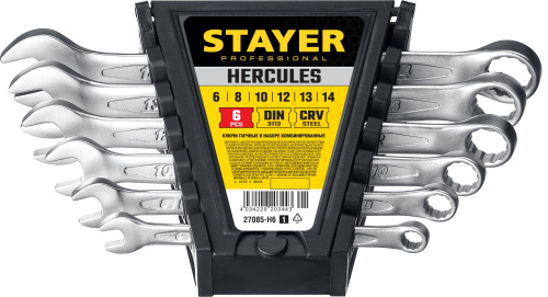 Ключи гаечные комбинированные 6 - 14 мм (набор 6 шт) STAYER HERCULES