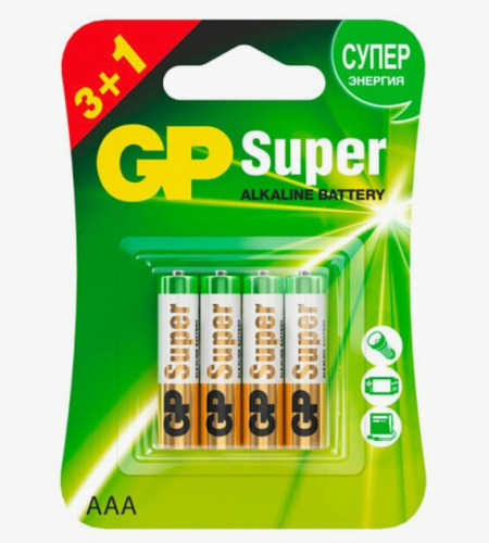 Элемент питания GP Super LR03 24А (ААA) ПРОМО 3+1шт блистер (упак/4шт) 7192 ВИА