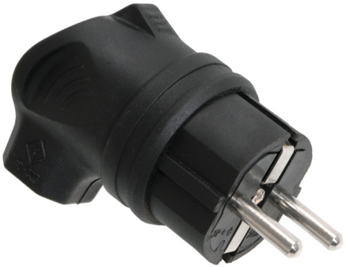 Вилка угловая каучук черная Navigator 61 367 NCA-PLR01-16A-E-IP44-BL