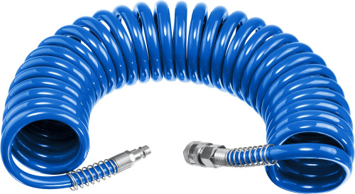 Шланг воздушный спиральный с фитингами рапид 6х8мм 10м 15 бар ЗУБР Професиионал ВИА