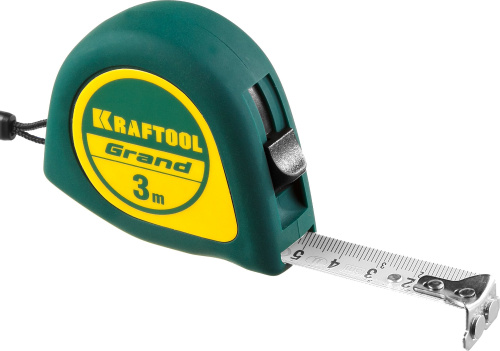 Рулетка с ударостойким корпусом (ABS) и противоскользящим покрытием KRAFTOOL GRAND 3м/16мм ВИА 