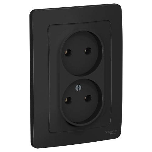 Розетка скрытой установки 2-ая без заземления без шторок, 16А, 250В, антрацит BLANCA ВИА