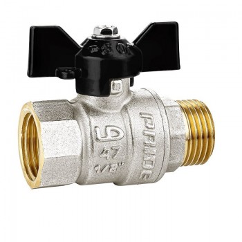 Кран шаровой латунный с никелевым покрытием DN20 3/4" ВР*НР бабочка LD Pride