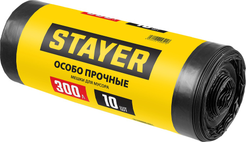 Мешки для строительного мусора особопрочные черные 300л (10шт/рул) STAYER Comfort