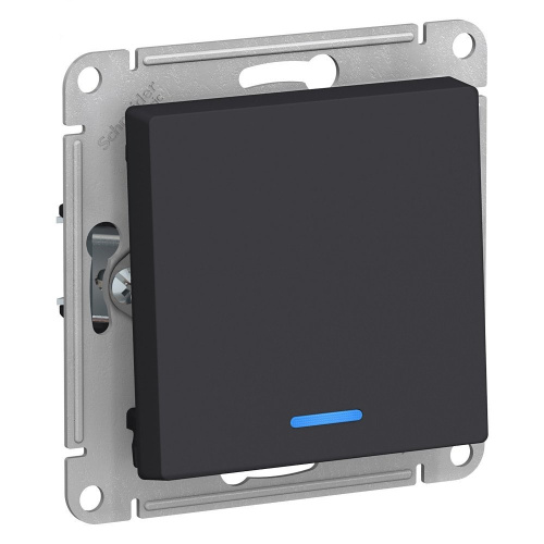 Выключатель одноклавишный с подсветкой схема 1а 10АХ механизм карбон ATLASDESIGN ВИА