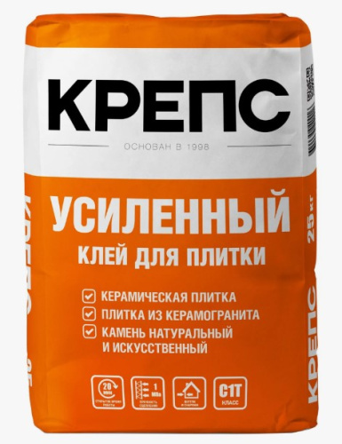 Клей для плитки усиленный КРЕПС 25кг 