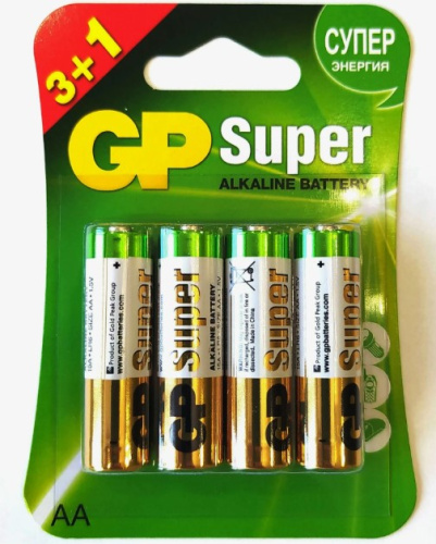 Элемент питания GP Super 15A LR6/316 BL (АА) ПРОМО 3+1 блистер (упак/4шт) 7161 ВИА