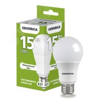 Лампа светодиодная A60 груша 15Вт 230В 6500К E27 GENERICA LL-A60-15-230-65-E27-G IEK ВИА