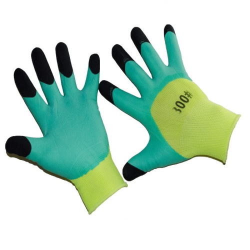 Перчатки #300 Салатовые с черными пальцами