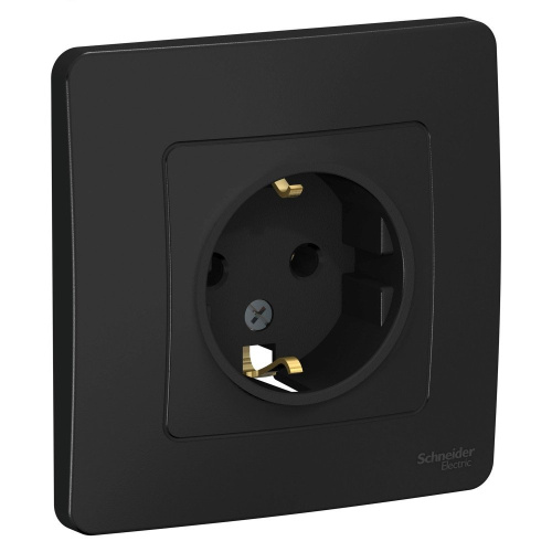 Розетка скрытой установки 1-ая антрацит с заземлением без шторок 16А 250В BLANCA ВИА