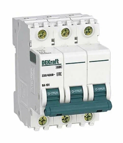 Выключатель автоматический трехполюсный 32А С ВА-101 4.5кА Dekraft ВИА